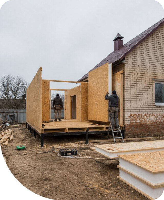 Пристройка из СИП панелей под ключ для дома в Санкте-Петербурге