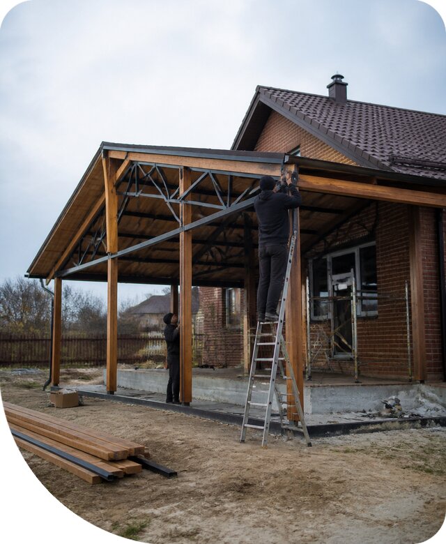 Пристройка навеса к дому и участку в Санкте-Петербурге под ключ